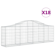 vidaXL 18 db íves horganyzott vas gabion kosár 200x30x60/80 cm (3145402) kerti tárolás