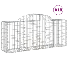 vidaXL 18 db íves horganyzott vas gabion kosár 200x50x80/100 cm (3146313) kerti tárolás