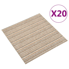 vidaXL 20 db csíkos bézs szőnyegpadlólap 5 m² 50 x 50 cm lakástextília