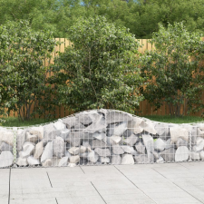 vidaXL 20 db íves horganyzott vas gabion kosár 200x30x40/60 cm kerti dekoráció