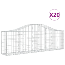 vidaXL 20 db íves horganyzott vas gabion kosár 200x30x60/80 cm (3145403) kerti tárolás
