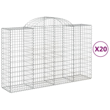 vidaXL 20 db íves horganyzott vas gabion kosár 200x50x120/140 cm (3146356) kerti tárolás