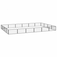 vidaXL 20-paneles fekete porszórt acél kutyakennel 100 x 50 cm szállítóbox, fekhely kutyáknak