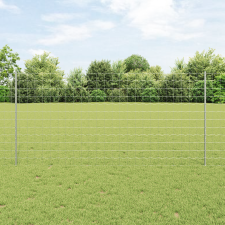 vidaXL 22 U oszlopos Euro kerítés Ezüst 1,2x25 m Acél építőanyag