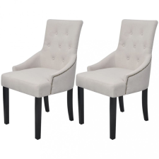 vidaXL 242402 Dining Chairs 2 pcs Cream Grey Fabric bútor
