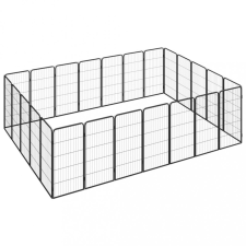 vidaXL 24-paneles fekete porszórt acél kutyakennel 50 x 100 cm szállítóbox, fekhely kutyáknak