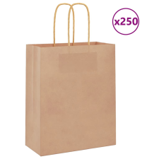vidaXL 250 db barna kraft papírzacskók fogantyúkkal 18x8x22 cm ajándéktasak
