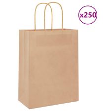 vidaXL 250 db barna kraft papírzacskók fogantyúkkal 21x11x28 cm ajándéktasak