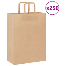 vidaXL 250 db barna kraft papírzacskók fogantyúkkal 26x12x35 cm ajándéktasak