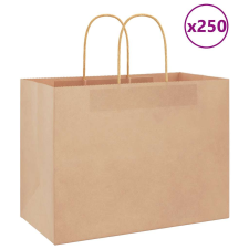 vidaXL 250 db barna kraft papírzacskók fogantyúkkal 32x17x25 cm ajándéktasak