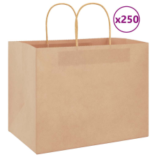 vidaXL 250 db barna kraft papírzacskók fogantyúkkal 32x22x24 cm ajándéktasak
