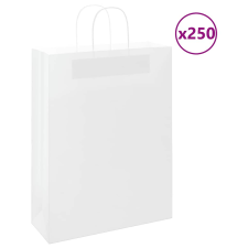 vidaXL 250 db fehér kraft papírzacskók fogantyúkkal 32x12x42 cm ajándéktasak