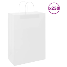 vidaXL 250 db fehér kraft papírzacskók fogantyúkkal 32x17x44 cm ajándéktasak