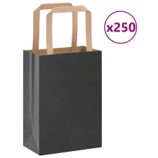 vidaXL 250 db fekete kraft papírzacskók fogantyúkkal 15x8x21 cm ajándéktasak