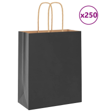 vidaXL 250 db fekete kraft papírzacskók fogantyúkkal 18x8x22 cm ajándéktasak