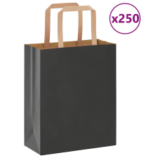 vidaXL 250 db fekete kraft papírzacskók fogantyúkkal 18x8x22 cm ajándéktasak