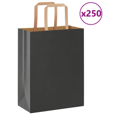 vidaXL 250 db fekete kraft papírzacskók fogantyúkkal 21x11x28 cm ajándéktasak