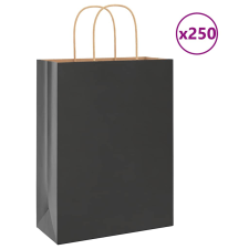 vidaXL 250 db fekete kraft papírzacskók fogantyúkkal 26x12x35 cm ajándéktasak