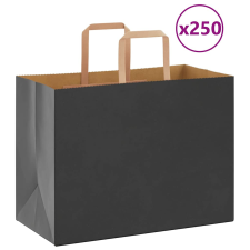 vidaXL 250 db fekete kraft papírzacskók fogantyúkkal 32x17x25 cm ajándéktasak