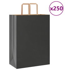 vidaXL 250 db fekete kraft papírzacskók fogantyúkkal 32x17x44 cm ajándéktasak