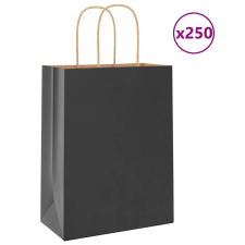 vidaXL 250 db fekete papírzacskók fogantyúkkal 21x11x28 cm ajándéktasak