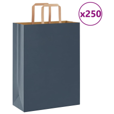 vidaXL 250 db kék kraft papírzacskók fogantyúkkal 26x12x35 cm ajándéktasak