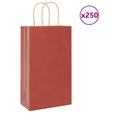 vidaXL 250 db piros kraft papírzacskók fogantyúkkal 21x11x36 cm ajándéktasak