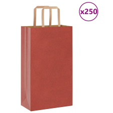 vidaXL 250 db piros kraft papírzacskók fogantyúkkal 21x11x36 cm ajándéktasak