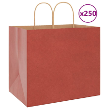 vidaXL 250 db piros kraft papírzacskók fogantyúkkal 32x22x28 cm ajándéktasak
