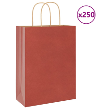vidaXL 250 db piros papírzacskók fogantyúkkal 26x12x35 cm ajándéktasak