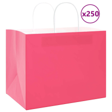 vidaXL 250 db rózsaszín kraft papírzacskók fogantyúkkal 32x22x24 cm ajándéktasak