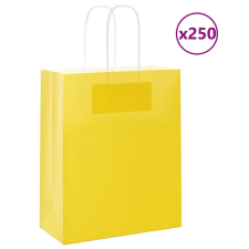 vidaXL 250 db sárga kraft papírzacskók fogantyúkkal 18x8x22 cm ajándéktasak