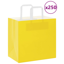 vidaXL 250 db sárga kraft papírzacskók fogantyúkkal 26x17x25 cm ajándéktasak
