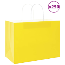vidaXL 250 db sárga kraft papírzacskók fogantyúkkal 32x17x25 cm ajándéktasak