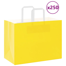 vidaXL 250 db sárga kraft papírzacskók fogantyúkkal 32x17x25 cm ajándéktasak