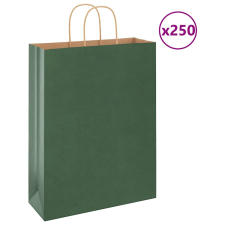 vidaXL 250 db zöld kraft papírzacskók fogantyúkkal 32x12x42 cm ajándéktasak
