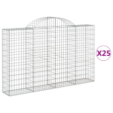 vidaXL 25 db íves horganyzott vas gabion kosár 200x30x120/140 cm kerti tárolás