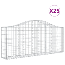 vidaXL 25 db íves horganyzott vas gabion kosár 200x30x80/100 cm (3145425) kerti tárolás