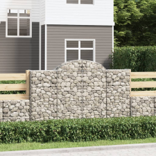 vidaXL 25 db íves horganyzott vas gabion kosár 200x50x120/140 cm kerti dekoráció