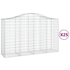 vidaXL 25 db íves horganyzott vas gabion kosár 200x50x120/140 cm (3145677) kerti tárolás