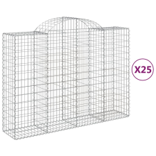 vidaXL 25 db íves horganyzott vas gabion kosár 200x50x140/160 cm (3146378) kerti tárolás