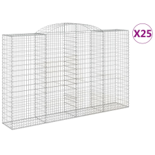 vidaXL 25 db íves horganyzott vas gabion kosár 300x50x180/200 cm (3146788) kerti tárolás