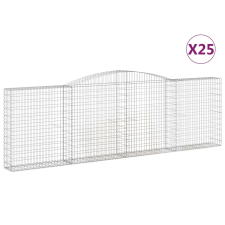 vidaXL 25 db íves horganyzott vas gabion kosár 400x30x120/140 cm (3146890) kerti tárolás