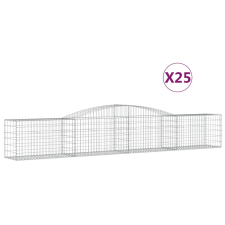 vidaXL 25 db íves horganyzott vas gabion kosár 400x50x60/80 cm (3146981) kerti tárolás