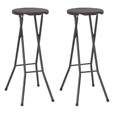 vidaXL 2 barna rattan küllemű HDPE összecsukható bárszék 35x44x80 cm kerti bútor