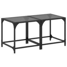 vidaXL 2 db acél dohányzóasztal fekete üveglappal 40 x 40 x 40 cm bútor