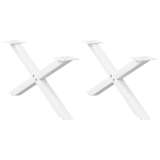 vidaXL 2 db acél fehér dohányzóasztal lábak X-alakú 70x(30-31) cm bútor
