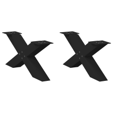 vidaXL 2 db acél fekete dohányzóasztal lábak X-alakú 70x(30-31) cm bútor