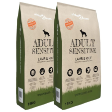 vidaXL 2 db „Adult Sensitive Lamb & Rice” prémium száraz kutyatáp 30 kg kutyaeledel
