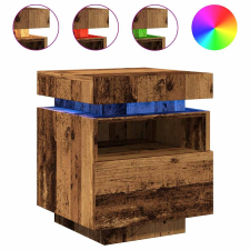 vidaXL 2 db antik fa színű éjjeliszekrény LED-fényekkel 40x39x48,5 cm (857659) bútor